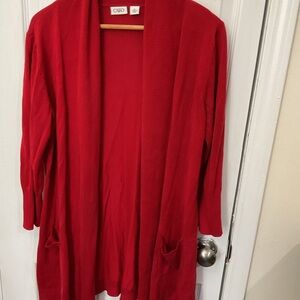 Cato Vibrant Red Open Front Cardigan
